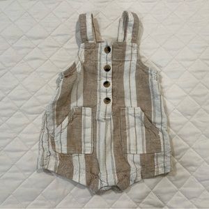 Old Navy | Striped Linen Overall One Piece | 0-3M